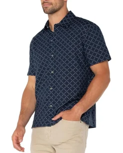 Activewear|Liverpool Los Angeles Short Sleeve Button Up Shirt Navy/Ivory