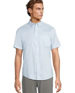 Activewear|Johnston & Murphy Short Sleeve Diamond Print Shirt Blue