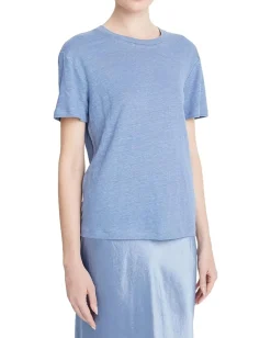 Women Vince Short Sleeve Drop Shoulder Crew Neck