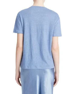 Women Vince Short Sleeve Drop Shoulder Crew Neck