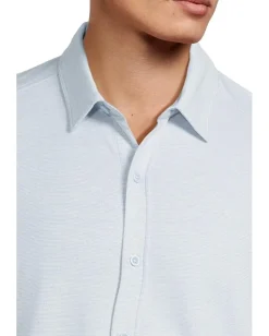 Johnston & Murphy Activewear<Short Sleeve J&M Flex Birdseye Button Front Blue