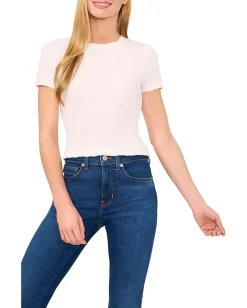 CeCe Shirts & Tops|Shirts & Tops<Short Sleeve Puckered Knit Baby Tee New Ivory