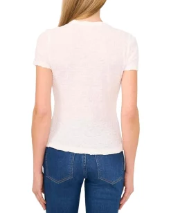 CeCe Shirts & Tops|Shirts & Tops<Short Sleeve Puckered Knit Baby Tee New Ivory
