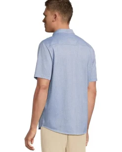Johnston & Murphy Activewear<Short Sleeve XC Flex Birdseye Geo Print Button Front Shirt Navy