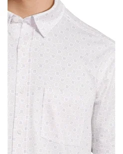 Johnston & Murphy Activewear<Short Sleeve XC Flex Birdseye Mini Dot Print Button Front Shirt Tan Multi