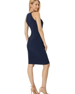 Women Vince Camuto Side Tuck Halter Bodycon Dress in Stretch Crepe