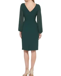 Women Vince Camuto Signature Stretch Crepe Bodycon with Chiffon Balloon Sleeve