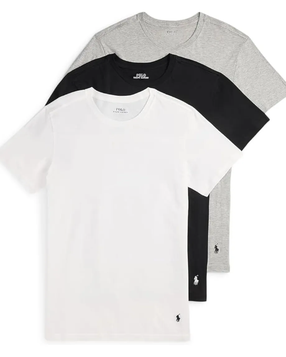 Activewear|T-Shirts|Polo Ralph Lauren Slim Fit Cotton Crew Undershirt 3-Pack White/Polo Black/Andover Heather