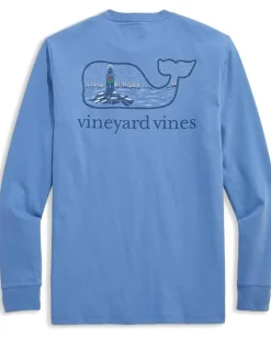 Vineyard Vines Snowy Lighthouse Whale Fill Long Sleeve Club Blue Sale