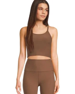 Activewear|Shirts & Tops|Beyond Yoga Spacedye Slim Racerback Cropped Tank True Chocolate Heather