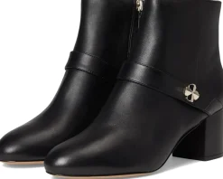 Boots|Boots|Kate Spade New York Spade Flower Smooth Leather Heeled Ankle Bootie Black