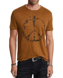 Activewear|T-Shirts|John Varvatos Spray Peace Tee Sienna Brown