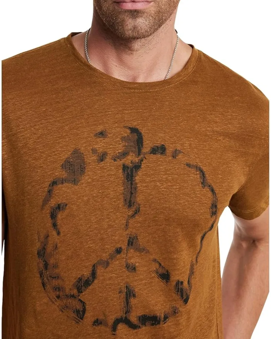 Activewear|T-Shirts|John Varvatos Spray Peace Tee Sienna Brown