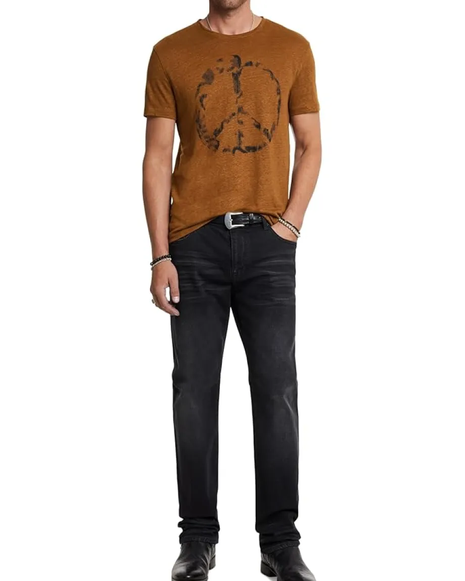 Activewear|T-Shirts|John Varvatos Spray Peace Tee Sienna Brown
