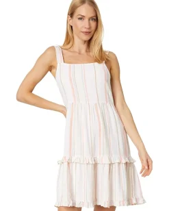 Dresses|Dresses|bobi Los Angeles Square Neck Tiered Short Dress Multi