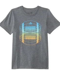 adidas Kids Clothing<SS Football Heather Tee(Big Kid) Charcoal Grey