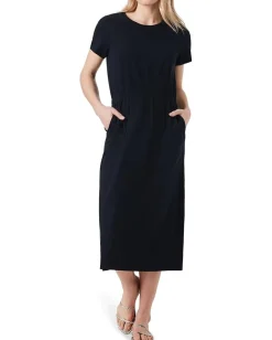 NIC+ZOE Dresses|Dresses<SS Side Slit Midi Dress Black Onyx