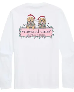 Vineyard Vines Activewear|T-Shirts<String Lights Pups Long Sleeve Tee White Cap
