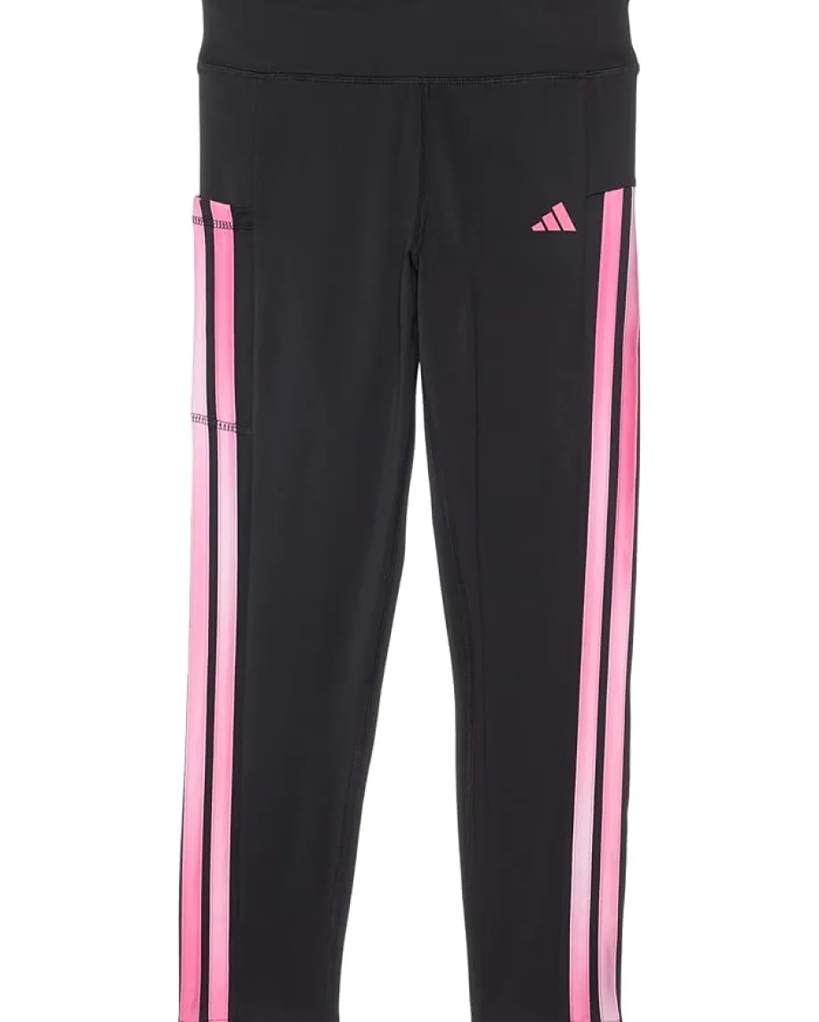 Clothing|adidas Kids 3-Stripe Cellphone Pocket 7/8 Legging (Big Kid) Black/Pink