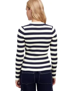 Women Madewell Stripe V-Neck Arden Merino Stretch