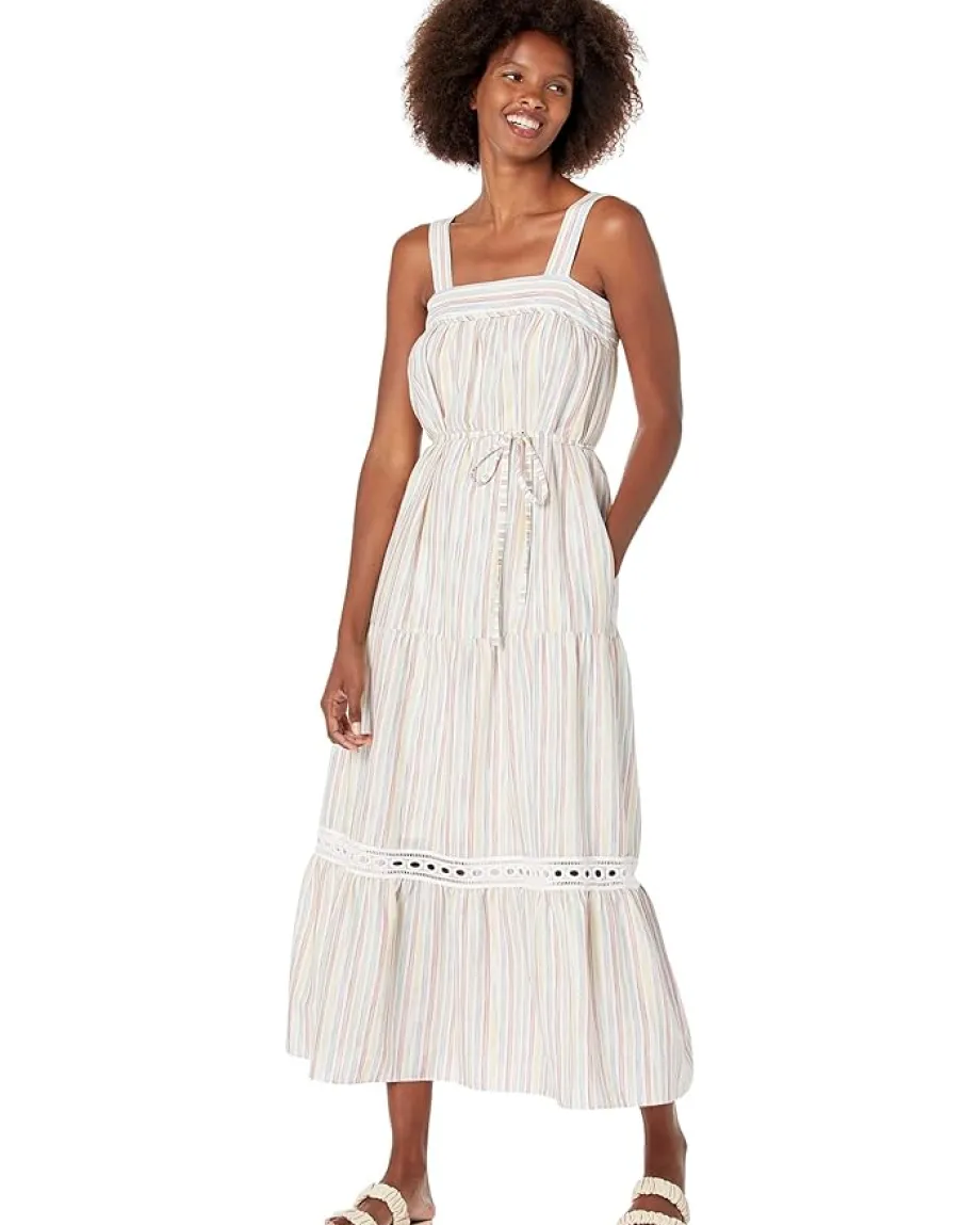 Maggy London Dresses|Dresses<Striped Maxi with Trim Ivory Multi