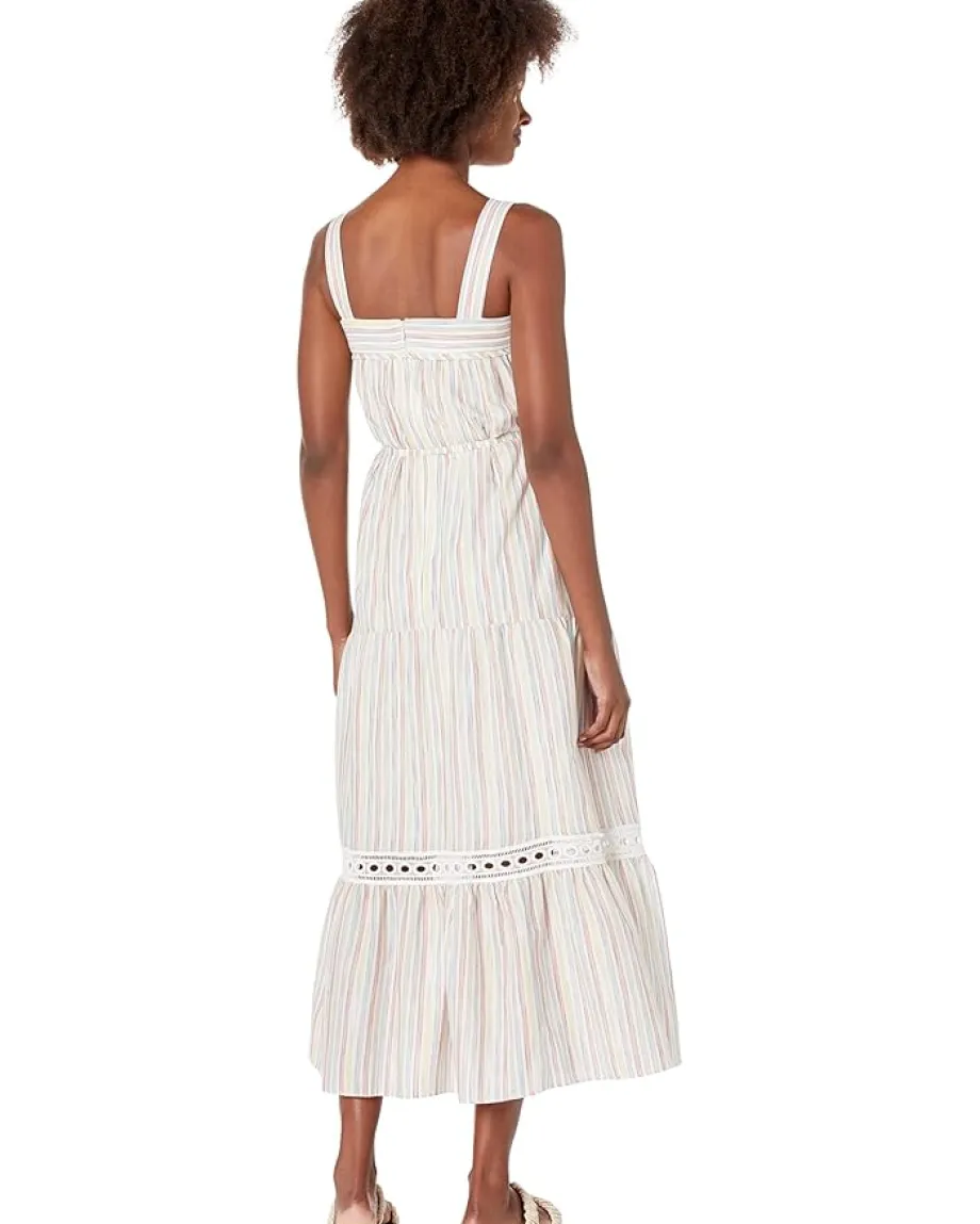 Maggy London Dresses|Dresses<Striped Maxi with Trim Ivory Multi