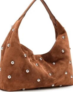 Handbags|Shoulder Bags|Madewell Suede Slouchy Shoulder Bag-Stud Dried Acorn