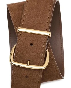 Madewell Suede Super Wide Essentials Belt Dried Acorn Sale