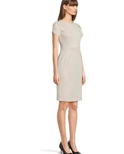 Calvin Klein Dresses|Dresses<Suede Tulip Sleeve Sheeth Pearl