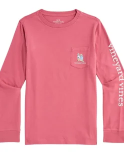 Vineyard Vines Kids Sunset Ski Pups Long Sleeve Tee (Toddler/Little Kid/Big Kid) Red Sky Hot