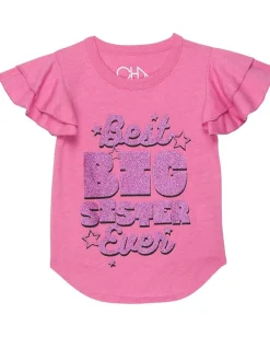 Chaser Kids Clothing<Super Soft Vintage Jersey Flutter Sleeve Shirttail Tee (Toddler/Little Kids) Cotton Candy