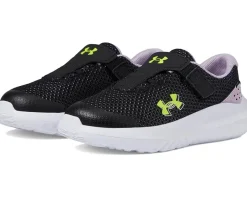 Under Armour Kids Shoes<Surge 4 Alternate Closure (Toddler) Black/Purple Ace/High-Vis Yellow