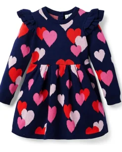 Janie and Jack Clothing<Sweater Intarsia Dress (Toddler/Little Kid/Big Kid) Navy Blue