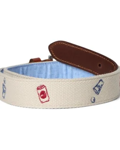 Vineyard Vines Tailgate Embroidered Canvas Club Belt Stone Sale