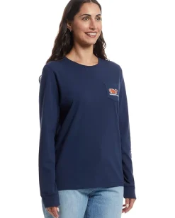 Women Vineyard Vines Tailgating Icons Whale Fill Long-sleeve Pocket Tee
