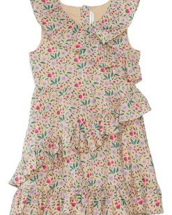 Janie and Jack Clothing<Tan Floral Dress (Toddler/Little Kids/Big Kids) Natural