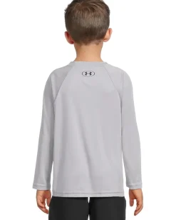 Clothing|Under Armour Kids Tech Hybrid Print Long Sleeve (Big Kids) Mod Gray/Black