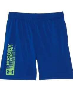Clothing|Under Armour Kids Tech Wordmark Shorts (Big Kids) Tech Blue/Morph Green
