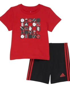 Clothing|adidas Kids Tee and Shorts Set (Infant) Bright Red
