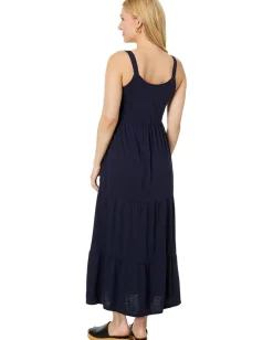 NIC+ZOE Tiered Maxi Dress Dark Indigo New