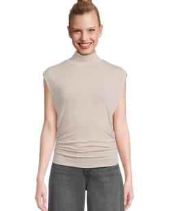 Michael Stars Tina Mock Neck Top Oatmeal New