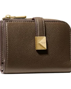 Kate Spade New York Tribeca Pebbled Leather Small Compact Wallet Burnt Sage Sale