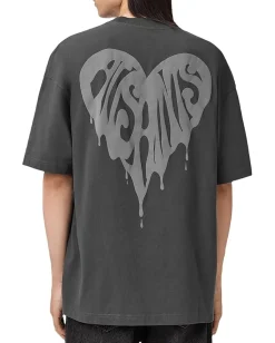 AllSaints Trip Short Sleeve Crew Washed Black New