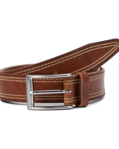 Accessories|Belts|Johnston & Murphy Triple Contrast Stitched Belt Tan