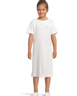 Vineyard Vines Kids T-Shirt Dress (Toddler/Little Kid/Big Kid) Stripe White flamingo New