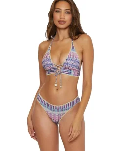 BECCA Tulum Mira Metallic Corset Front Halter Multi Discount