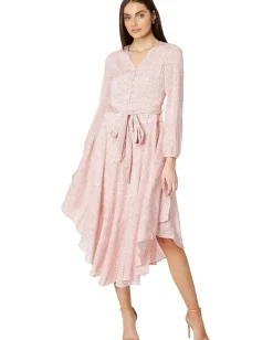 Women Vince Camuto V Neck Tie Waist Maxi Dress- L