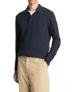 Vince Variegated Texture Long Sleeve Polo