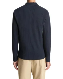 Vince Variegated Texture Long Sleeve Polo