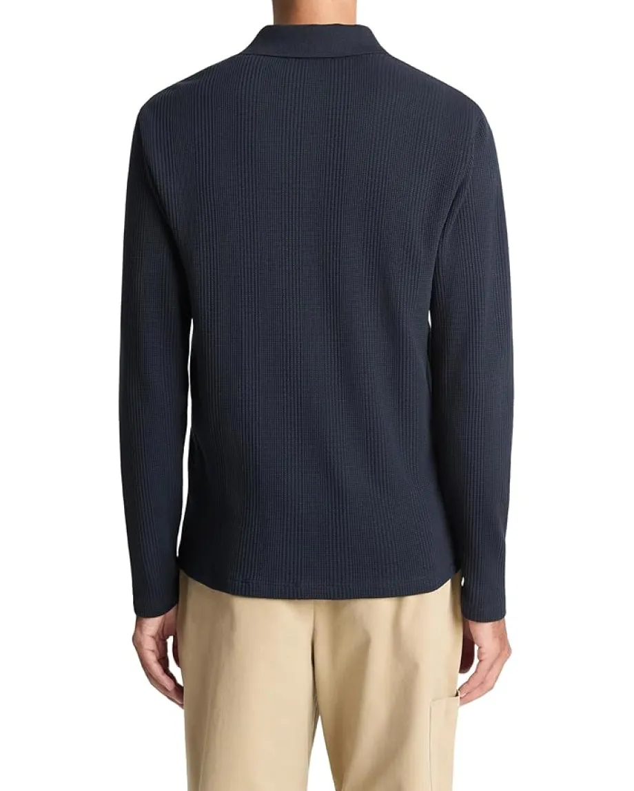 Vince Variegated Texture Long Sleeve Polo